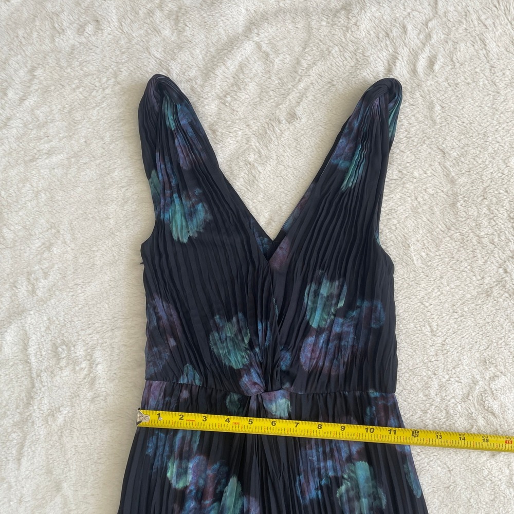 NWT Vince Painted Floral Twist Front Sleeveless Crinkle Dress Black Multi Size 0 - Picture 13 of 13